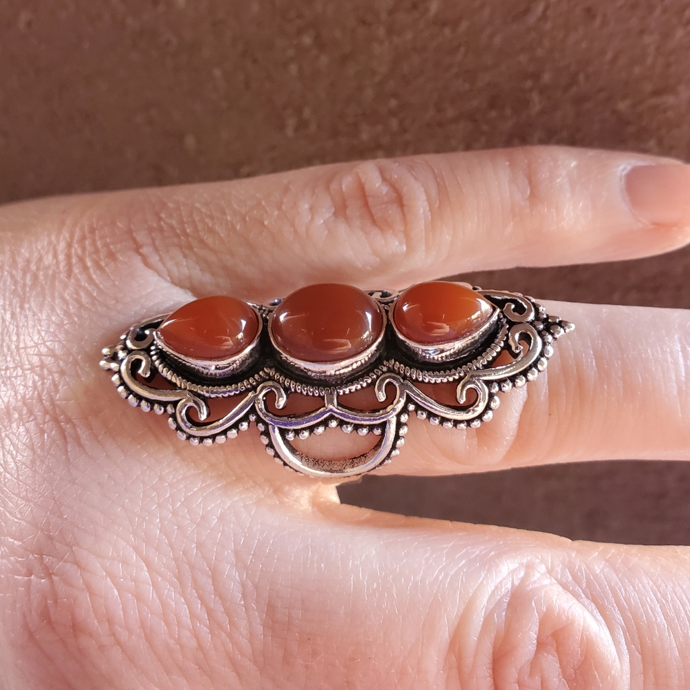 New Amazing Carnelian 925 Silver Statement Ring. - Picture 13 of 16